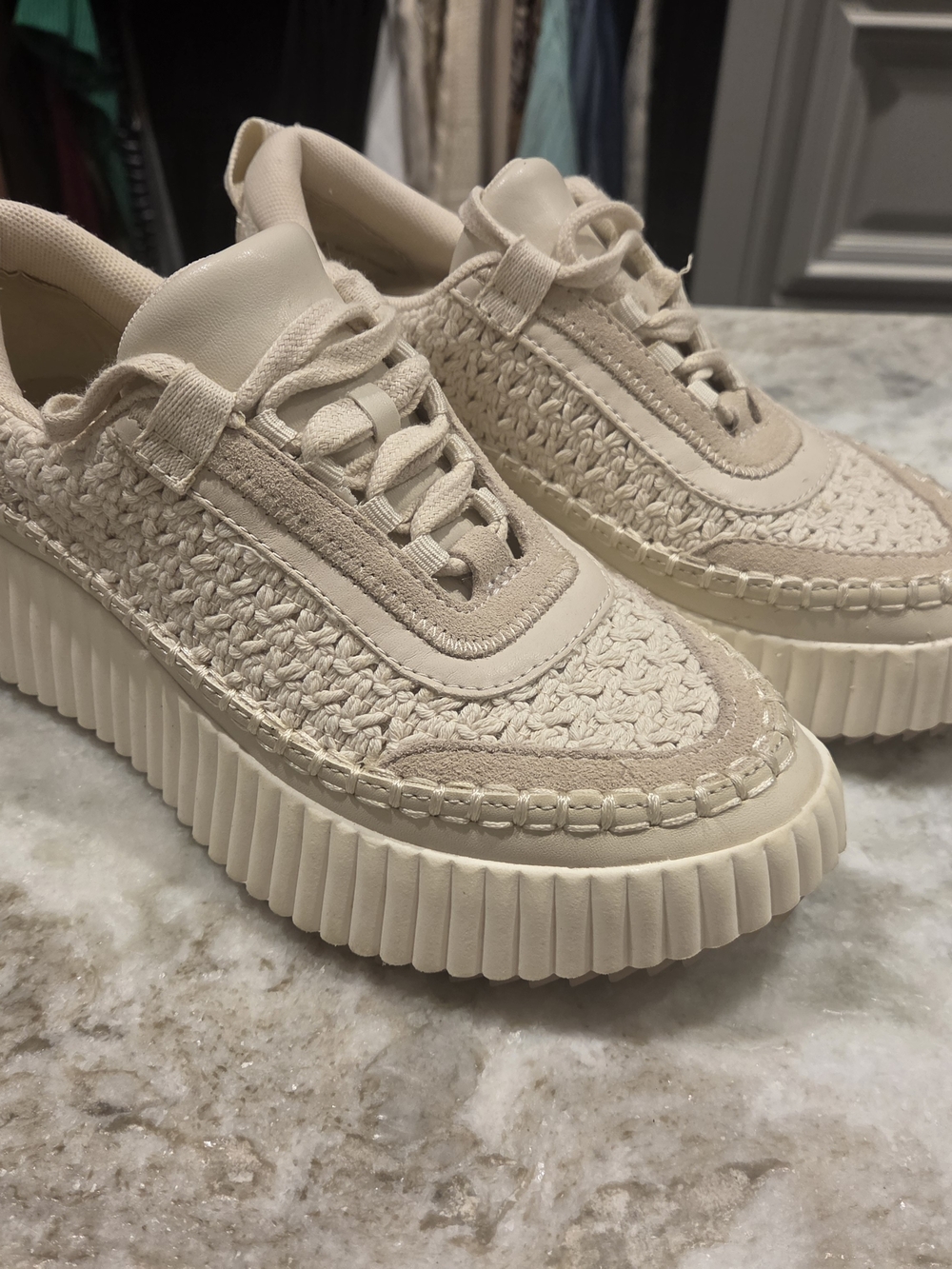 Dolce Vita Women's Cream Woven Platform Sneakers - Picture 9 of 9